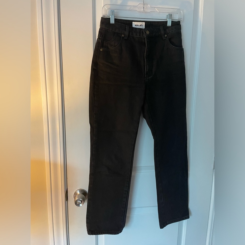 ROLLA’S Original High Rise Straight Jeans Black - Picture 3 of 5
